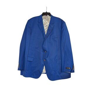 Hart Schaffner Marx Mens Royal Blue Blazer Jacket 56R Single-Breasted Notch Lape
